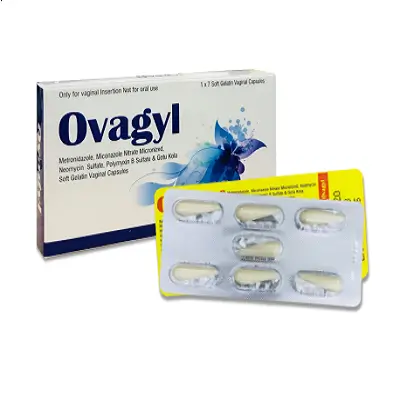 Viên đặt âm đạo Ovagyl điều trị các bệnh nhiễm trùng âm đạo (Hộp 1 vỉ x 7 viên)